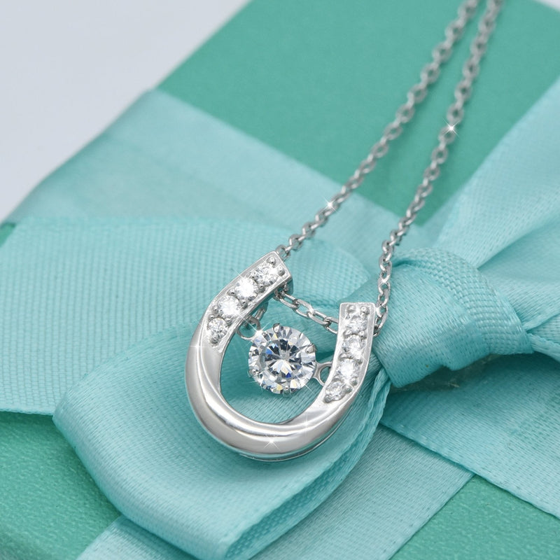925 Sterling Silver Lucky Horseshoe with CZ Cute U Pendant Necklace Women Jewelry set - BeesActive Australia