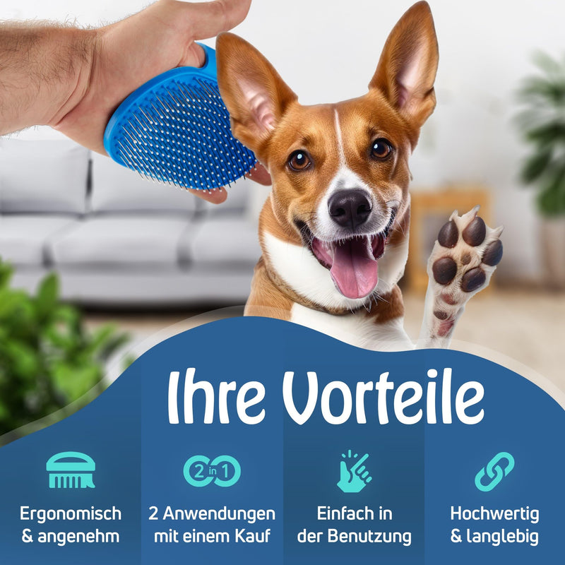 petpurry® dog brush for short hair (set of 2) - premium curry comb for undercoat and top hair - cat brush for dehairing pets - BeesActive Australia