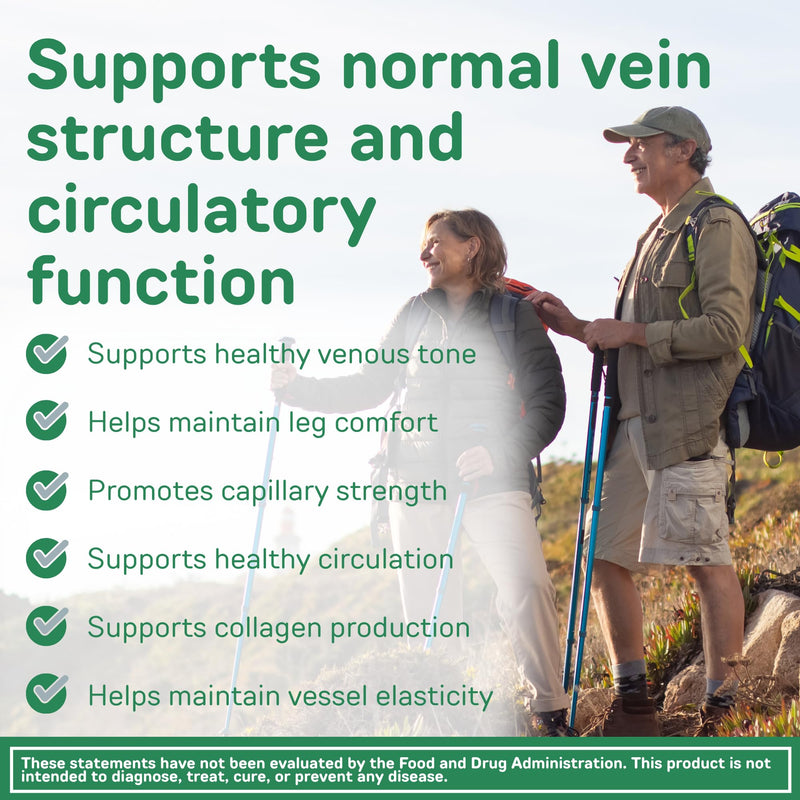 Vasoflex-Forte Leg Vein Health Supplement – Butcher's Broom Root Extract, Hesperidin & Vitamin C – Circulation Support Capsules for Vascular Strength & Tired Legs – 90 Capsules
