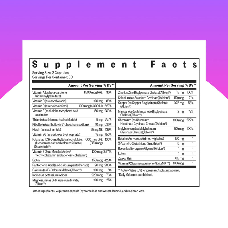Seeking Health Prenatal Essentials - Brain Health Support Supplement with Vitamin B12 & K2 - Folate Supplement for Pregnancy & Prenatal Support - 60 Capsules
