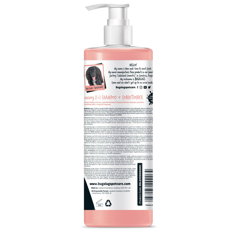 Dog Shampoo Luxury 2 in 1 Papaya & Coconut dog grooming shampoo products for smelly dogs with fragrance, best puppy shampoo, professional groom Vegan pet shampoo & conditioner 16.85 Fl Oz - BeesActive Australia