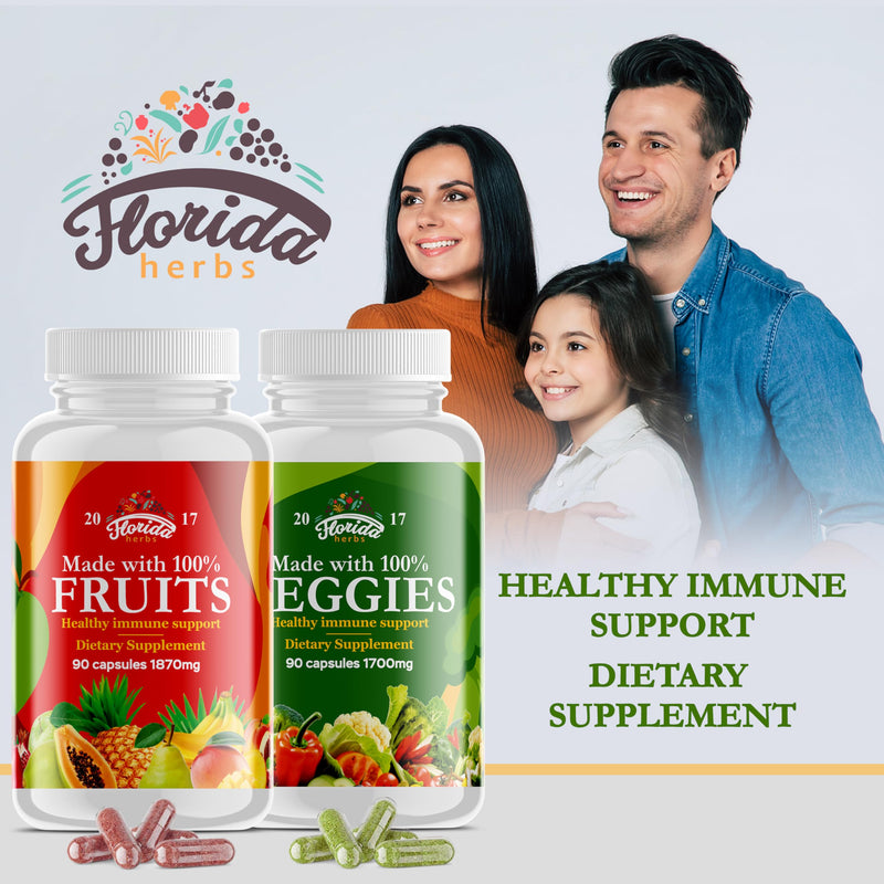 Fruits and Vegetables Supplement - 90 Fruit and 90 Veggie Capsules - Nature Vitamins, Balance of Fruits and Veggies Supports Energy Balance, Soy Free, Vegan Capsules - 90 Count (Pack of 2) 90 Count (Pack of 2)