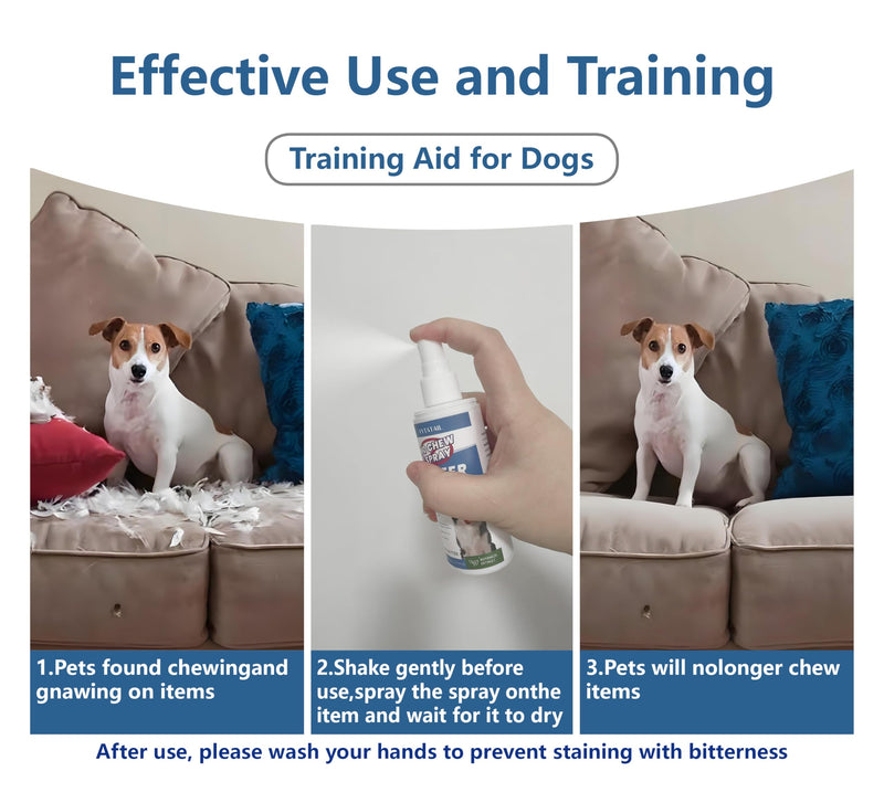 2-Pack No Chew Spray for Dogs – Bitter Apple Taste Stops Chewing, Licking & Biting | Non-Toxic, Alcohol-Free | Protects Furniture, Shoes, Plants (2x100ml) 1
