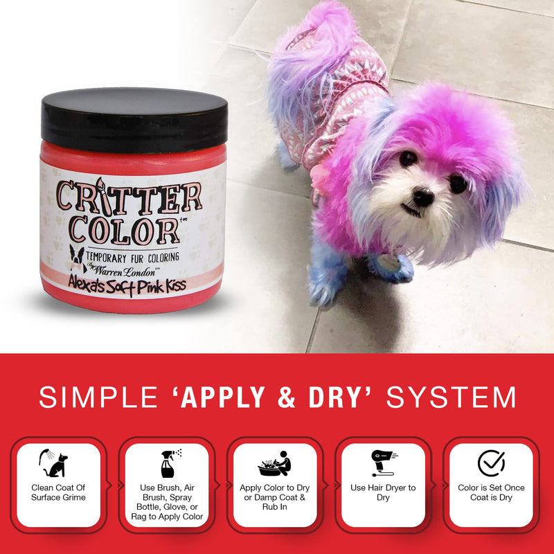 Critter Color Temporary Pet Fur Coloring- Warren London- Easy To Use- 7 Colors- Made in USA- Pink Alexa's Pink Kiss - PawsPlanet Australia