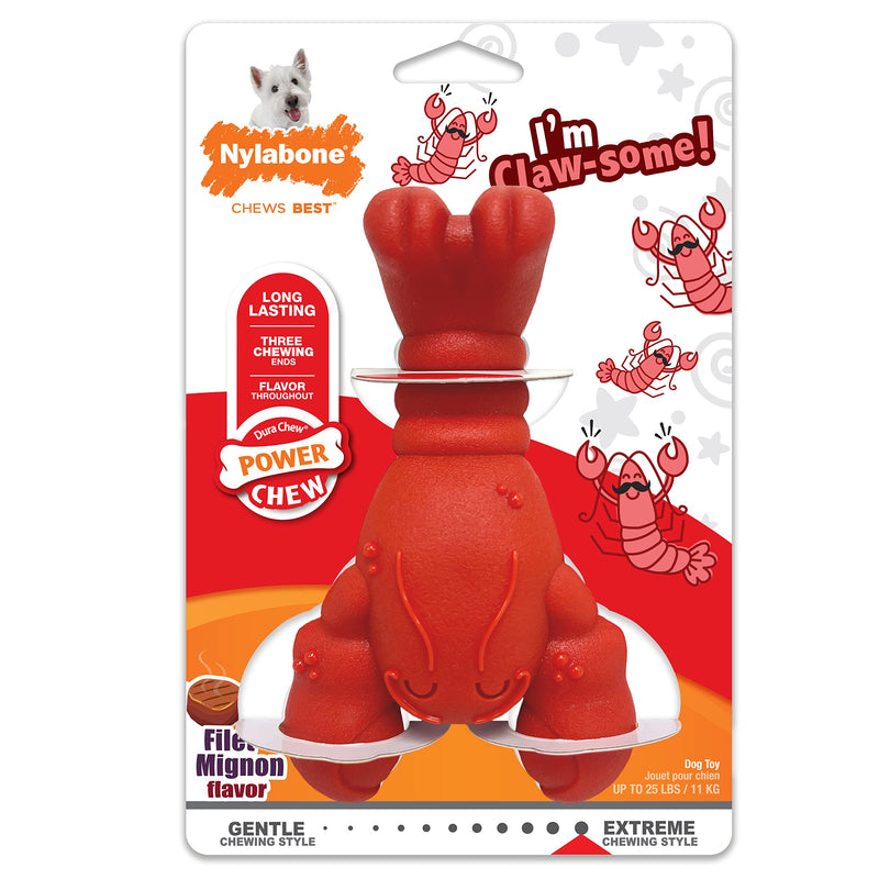 Nylabone Power Chew Lobster Dog Chew Toy, Cute Dog Toys for Aggressive Chewers, Filet Mignon Flavor, Small/Regular (1 Count) Red Medium/Wolf (1 Count) - BeesActive Australia