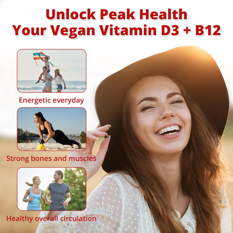 NEVISS Vegan Vitamin D3 5000IU + Vitamin B12 Gummies for Women Men, 60Ct | High Potency D3 5000IU & 1000 mcg Methylated B12, Vitamin D3 and B12 Supplement for Adults, Bone, Immune & Energy, Sugar Free 60 Count (Pack of 1)