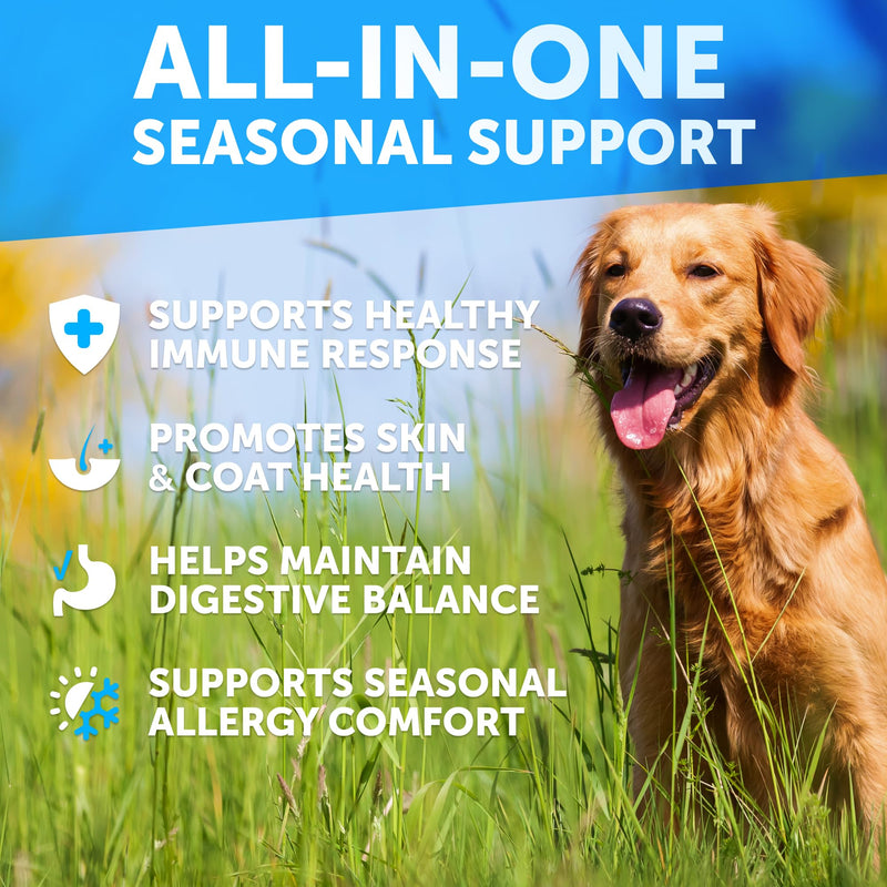 Dog Allergy Chews - Itchy Skin Relief for Dogs - 120 Chewable Soft Treats with Colostrum and Probiotics- Seasonal Allergies - Skin and Coat, Anti Itch, Hot Spots - Dog Allergy Relief Supplement 120 Allergy Support Chews