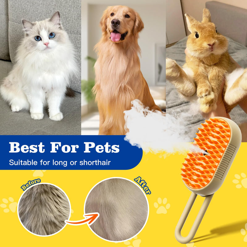 Cat brush with steam 3-in-1, steam brush cat green steamy brush cat steam brush for cats with spray cat brush with water cat steam brush care brush for cats and dogs for hair removal - BeesActive Australia