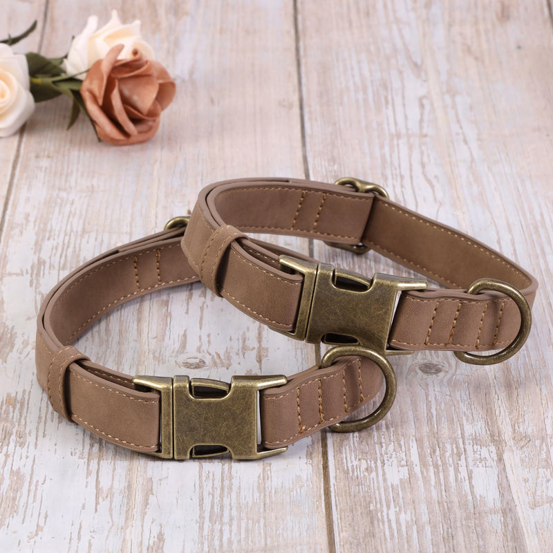 Soft Leather Dog Collar for Small Medium Large Dogs, Heavy Duty Dog Collar Leather with Quick Release Metal Buckle, Durable & Adjustable for Medium Dogs Walking (Brown, M) M:Neck 13-20’’, Width 3/4’’ Brown - BeesActive Australia