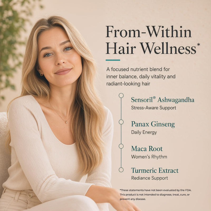 Hair Growth Supplements for Visibly Fuller, Thicker Hair and Supports Scalp | Clinically Tested for Women Ages 30 and Up, with 5,000mcg Biotin, Vitamins, Collagen & Arjuna, Stronger Hair, Skin & Nails