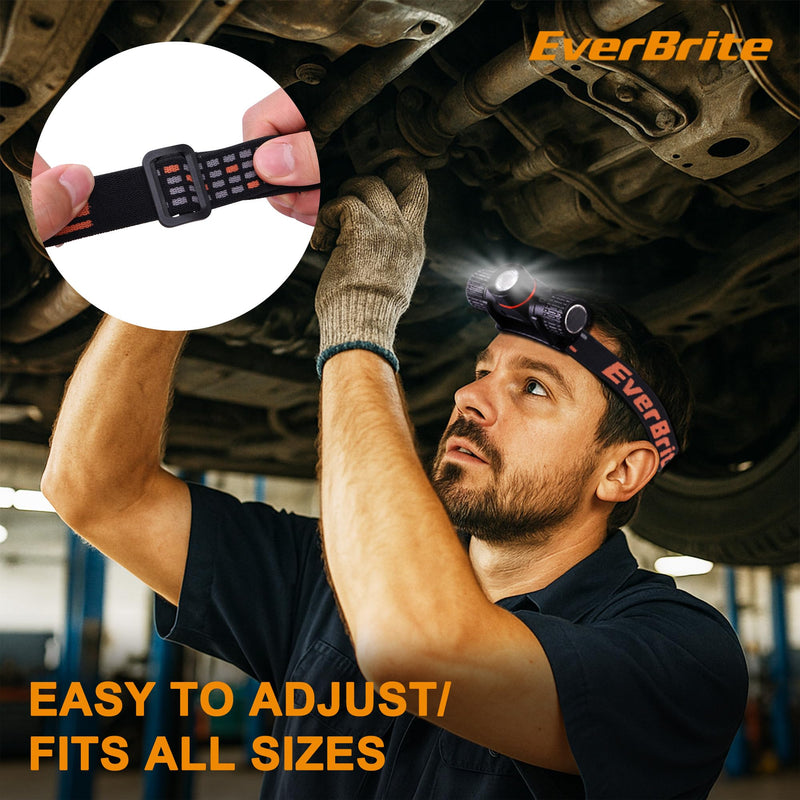 EverBrite Rechargeable Headlamp, 1000 Lumen LED Rechargeable Headlight with 5 Light Modes, Magnetic Base and Adjustable Headstrap,Perfect for Camping, Hiking, Caving, Fishing Heavy Duty Size - BeesActive Australia
