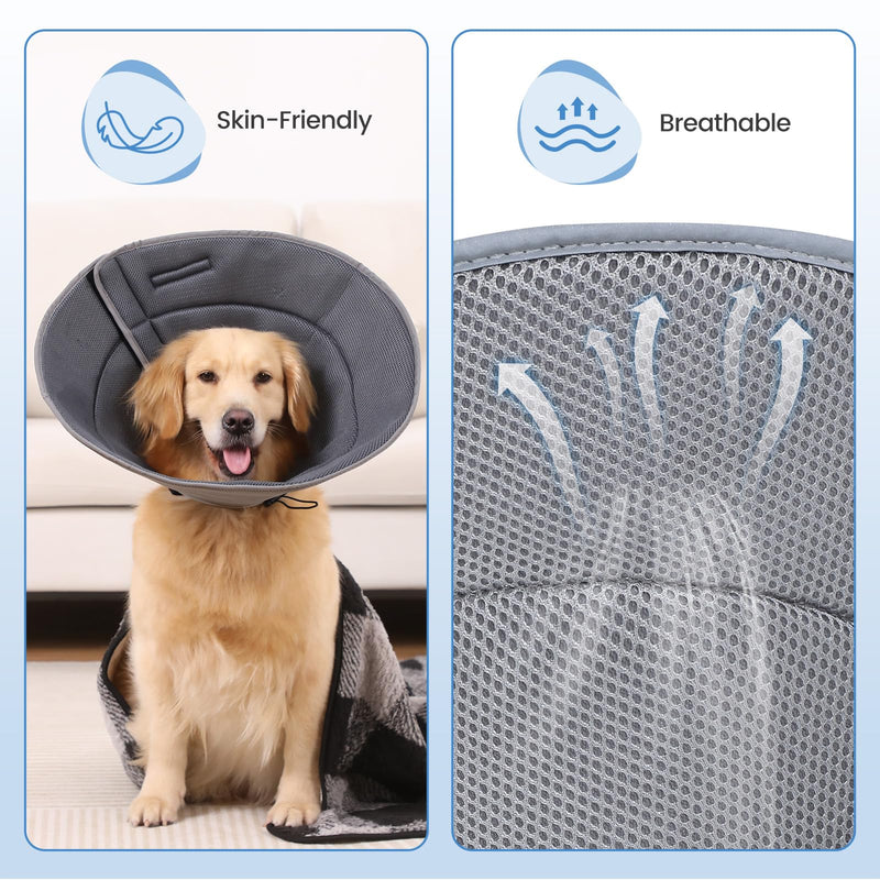 IDOGCHEW Dog Neck Brace, Breathable and Soft, Adjustable Neck Brace for Dogs, Comfortable Dog Collar for Leak Protection, Perfect after Surgery (Grey, XL) Grey - BeesActive Australia