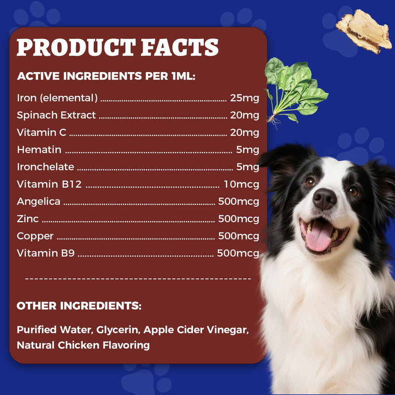 4oz Liquid Iron Supplement for Cats&Dogs-Vitamin B12&C-Cat Anemia Supplements, Hemoglobin Support,Lethargy,Pregnant Cat&Dog Essentials,Kitten & Puppy Supplements-Large Volume