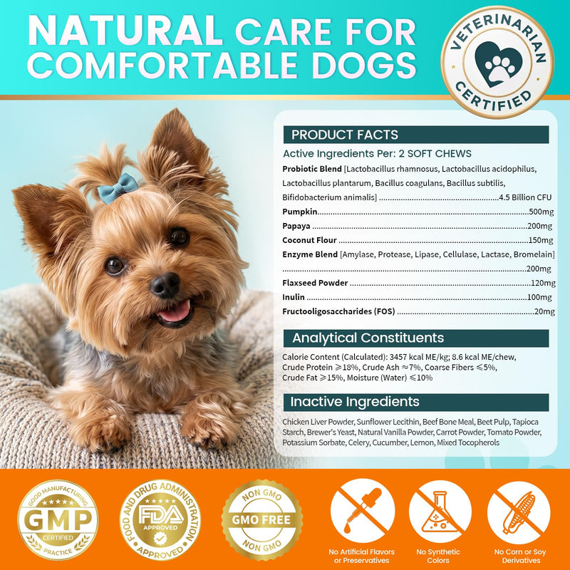 Probiotics for Dogs, Dog Probiotics for Yeast, Itchy Skin and Itchy Ears, Allergies, Immunity, Dog Gut Health Probiotic for Digestive Enzymes & Prebiotics for Diarrhea & Gas Relief (Chicken, 200 Chew)