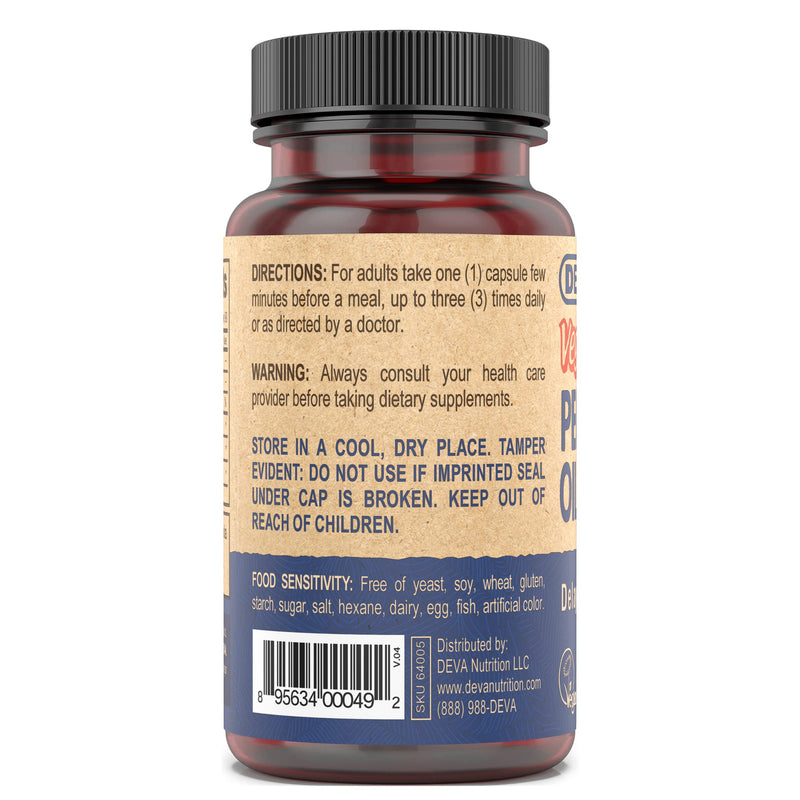 DEVA Nutrition Premium Vegan Peppermint Oil with Orange Oil, Delayed Release, 90 Capsules, 1-Pack 90 Count (Pack of 1) - BeesActive Australia