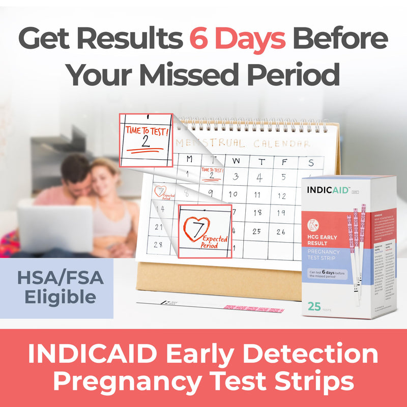 Stop Waiting | Early Detection Pregnancy Test Strips | High Sensitivity (10mIU/mL) to Test 6 Days Sooner | 25 Count Kit | Result in 3 Minutes | Over 99% Accuracy by INDICAID