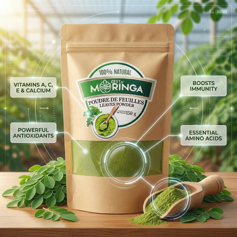 Pure Moringa Oleifera Powder- Green Superfoods Supplements, Rich Vitamin, Perfect for, Drinks, Tea & Recipes 100% Pure Leaf