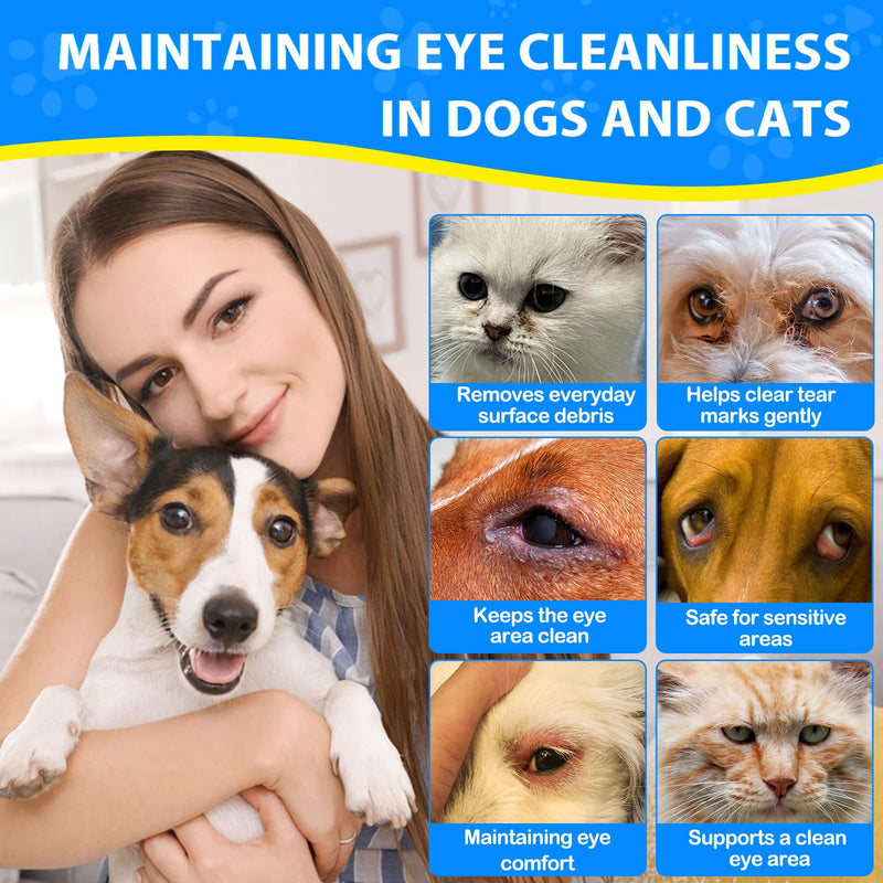 Dog Eye Drops, 100ml Eye Drops for Dogs - for Infection, Dry, Itchy, Irritated, Gunky & Tear Stain Eyes, Pet eye rinse for dogs&cats - gentle dog eye drops, pet eye care