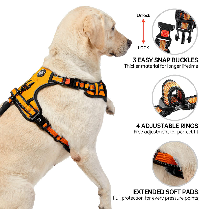 NESTROAD Dog Harness Small Dogs Orange, Anti Pull Harness Padded Chest Harness for Small Dogs, Size S Neck Circumference 28~38CM Chest Circumference 38~53CM, Reflective Strips Chest Harness Dog [S] Neck 28-38CM Chest 38-53CM - BeesActive Australia