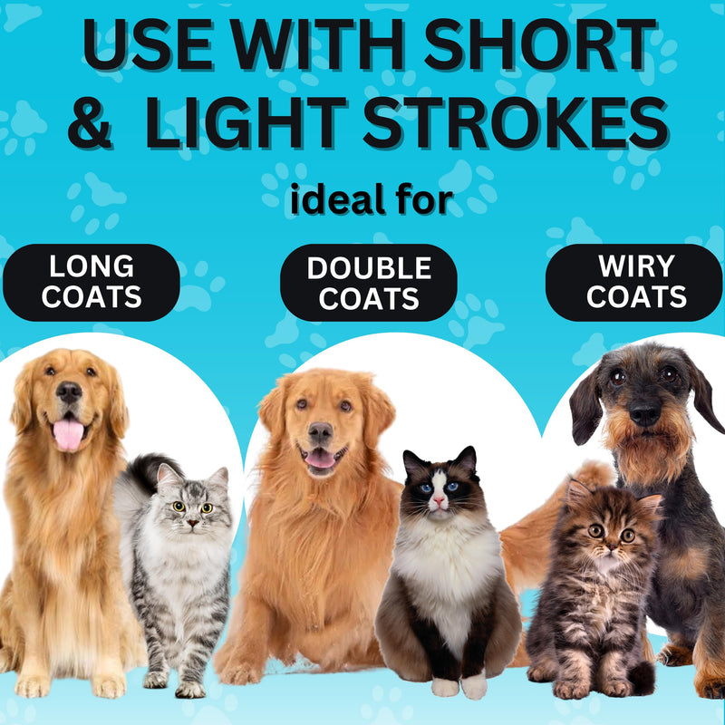 Candure Pet Friendly Dog Brush for Shedding & Effective Hair Removal Double-Sided Dematting Comb for Dogs & Cats Hair Brush for Shedding - Undercoat Rake for Dogs with Comb (Large, Blue) Large - BeesActive Australia