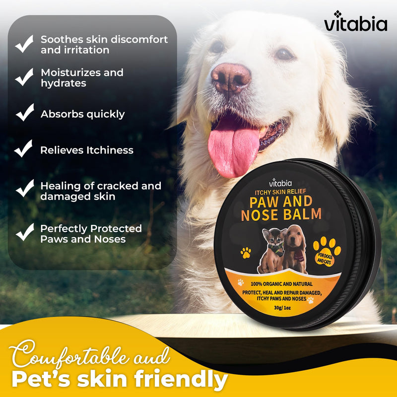 Cat and Dog Paw Balm - Pets Skin Treatment With Shea Butter, Vitamin E, Coconut Oil And Apple Cider Vinegar - Cat Acne, irritation and Itchy Dog Skin Relief With Nose Paw Balm for Dogs and Cat 30g Paw Nose Balm
