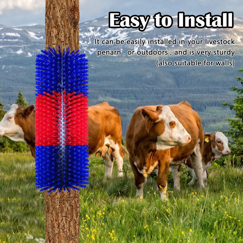 Scratching brush for horse cow, semi-round horse brushes 40cm cow brush universal scratching brush nylon scratching mat massage brushes for sheep horse cow hippopotamus, red blue - BeesActive Australia
