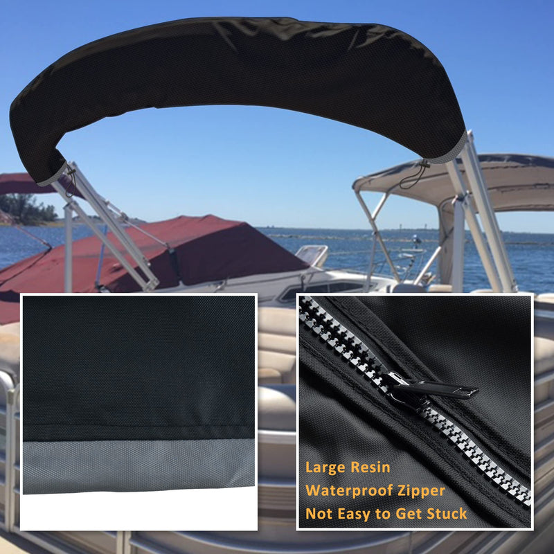 Kintaki Bimini top Boot Cover, Suitable for 3-4 Bows Bimini Tops, Design with Light Hole Bimini Top Cover, 600D Waterproof Bimini Storage Boot black XL 81-101IN - BeesActive Australia