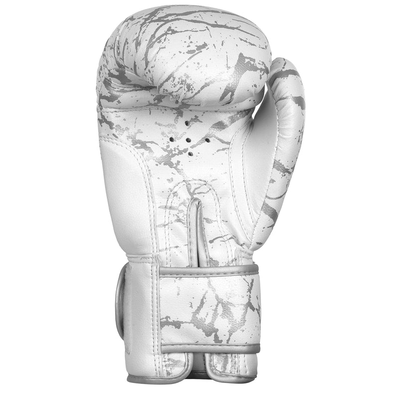 Boxistar Boxing Gloves - Men's & Women's, 8 oz to 16 oz with Optimal Padding White/Metallic Silver