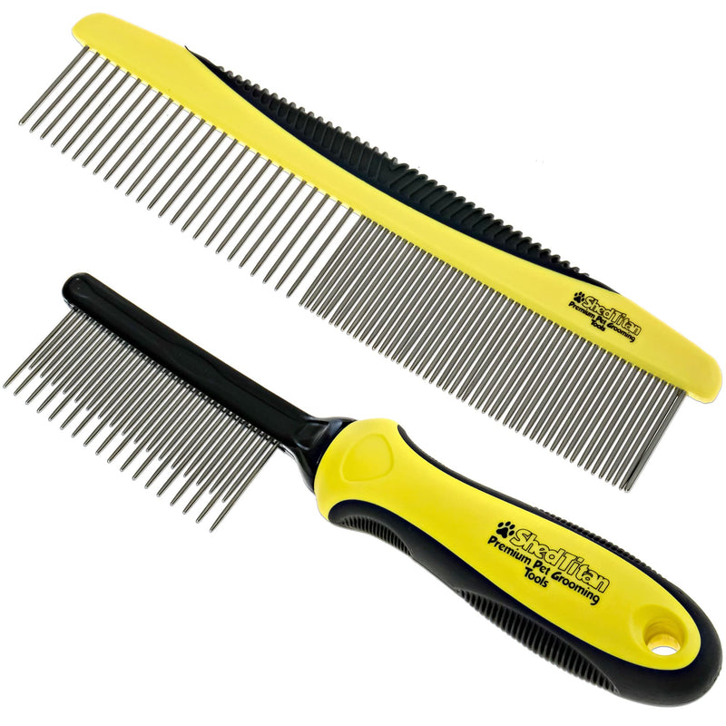 Metal Dog Comb for Matted Hair & Detangler Combs Set - Remove Tangles & Matted Fur - Easy Safe Cat & Dog Combs for Grooming Doodles - BeesActive Australia