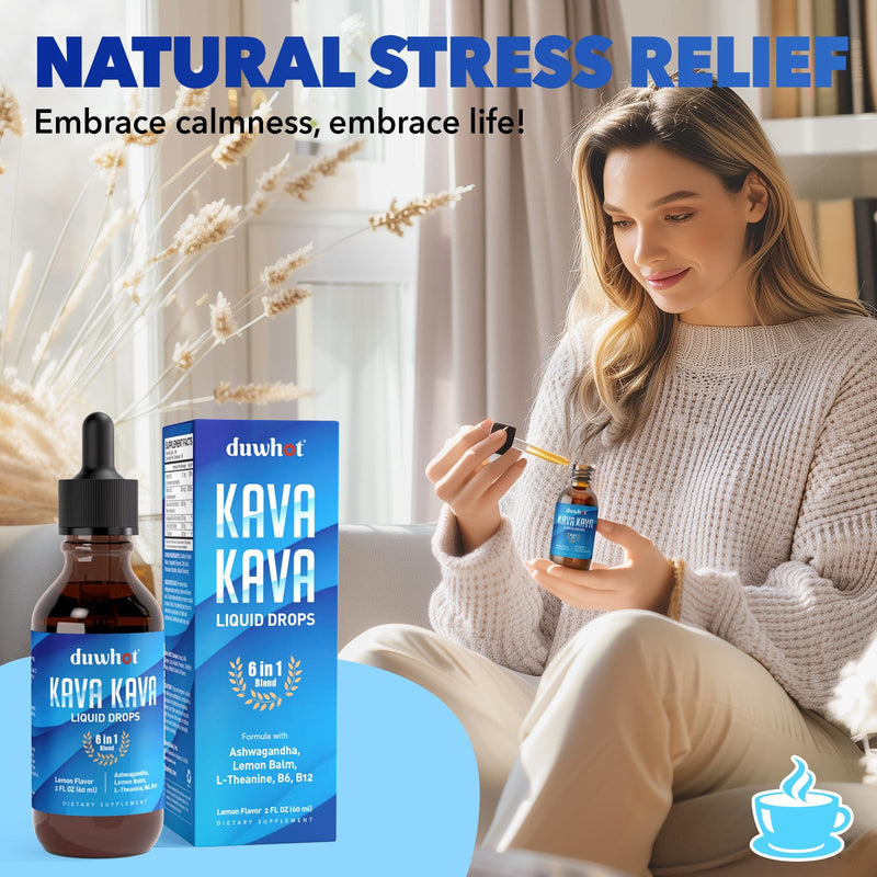 Kava Kava Extract Liquid Drops with Ashwagandha Lemon Balm L-Theanine, High Potency Kava Root Extract Tincture Supplement for Relaxation, 2 Fl Oz - BeesActive Australia