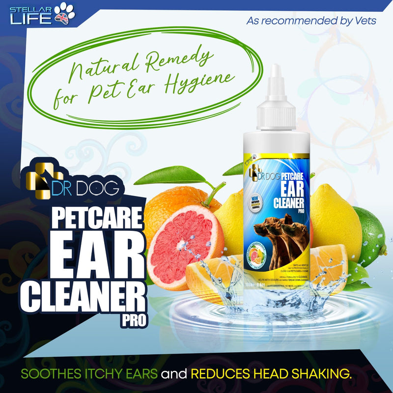 DR DOG Dog Ear Cleaner Drops – Dog Ear Cleaning Solution - Easy Apply Nozzle Canine Ear Cleaner – Ear Wash for Dogs - Help Relieve Itching, Head Shaking, Irritation – Dog Ear Flush Formula – 230ml