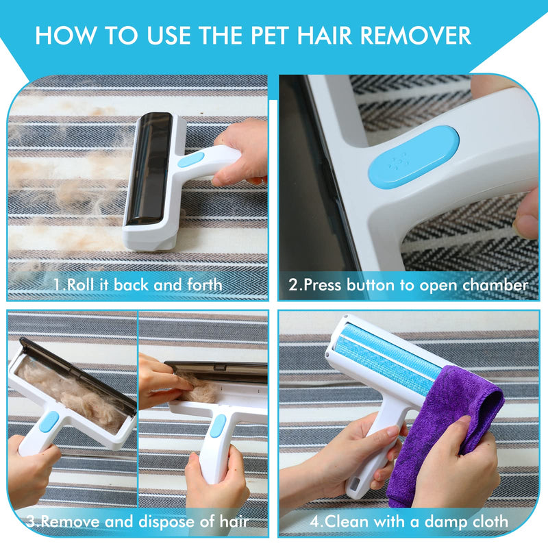 Pet Hair Remover Roller - Lint Roller for Pet Hair, Reusable Cat & Dog Hair Remover for Furniture, Couch, Bed, Car Seat, Carpet (White) White - BeesActive Australia