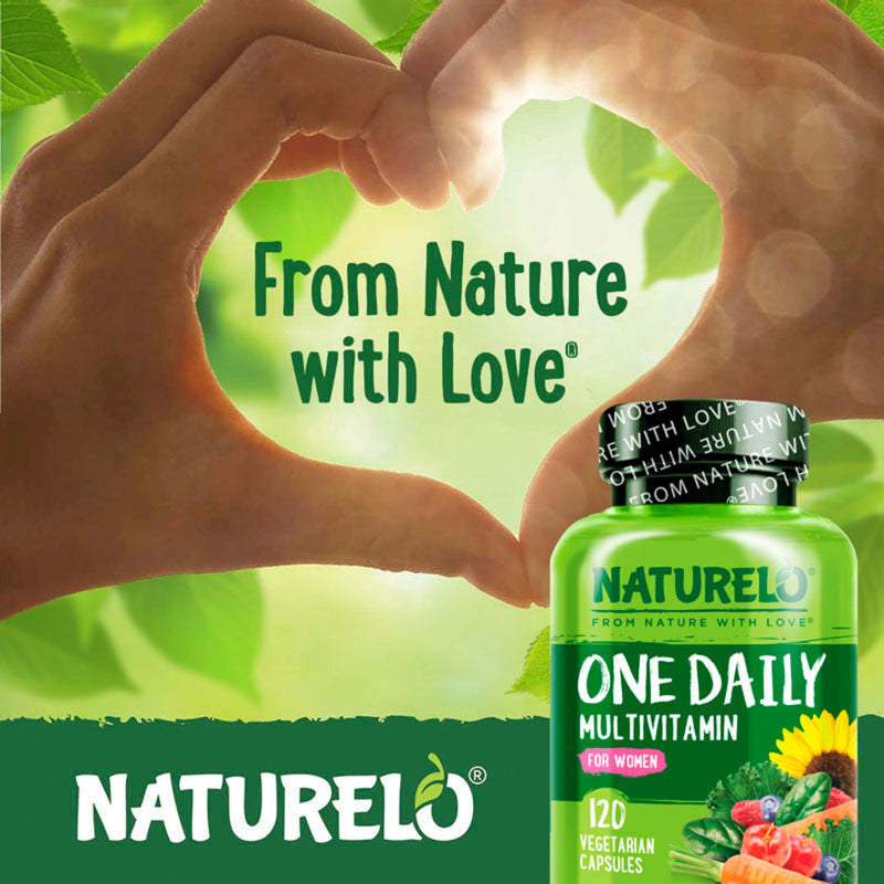 NATURELO One Daily Multivitamin for Women w/Vitamin B12, 120 Count | Energy Support, Whole Food Daily Women Multivitamin Supplement, Nourish Hair/Skin/Nail, Non-GMO, No Soy, Gluten Free Unflavored 120 Count (Pack of 1)