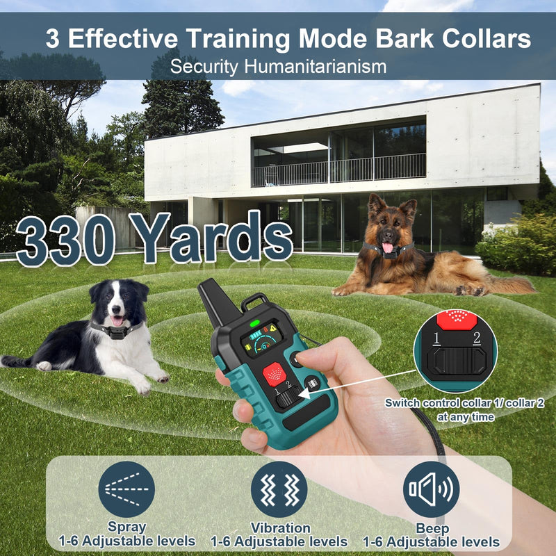 Citronella Training Collar for Dog [No Spray Refill] Spray Dog Training Collar with Beep/Vibration/Spray Mode & 6 Adjustable Sensitivities Bark Collar, Safer Citronella Bark Collar for L/M/S Dog Blue - BeesActive Australia
