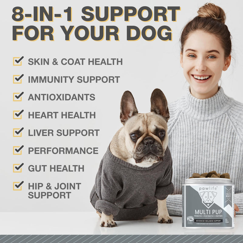 All Natural Multivitamin Soft Chews for Dogs| Glucosamine Chondroitin for Joint Support with Probiotics for Gut & Immune Health| Mobility and Advanced Wellness Support|4-Month Supply - PawsPlanet Australia