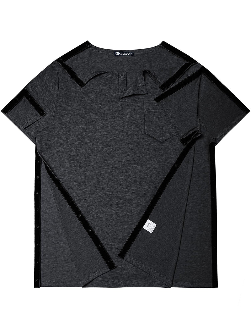 2 Pack Snap Shoulder Surgery Shirts for Men Rotator Cuff Recovery 3X-Large Dark Gray&navy Blue