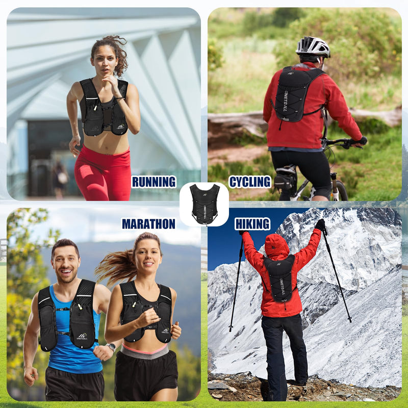 Running Vest for Women & Men, 6L Hydration Backpack with 2L Water Bladder, Lightweight Water Backpack for Trail Running, Marathon, Hiking, Cycling, Jogging, Adjustable Fit Black Vest with 2L Bladder - BeesActive Australia
