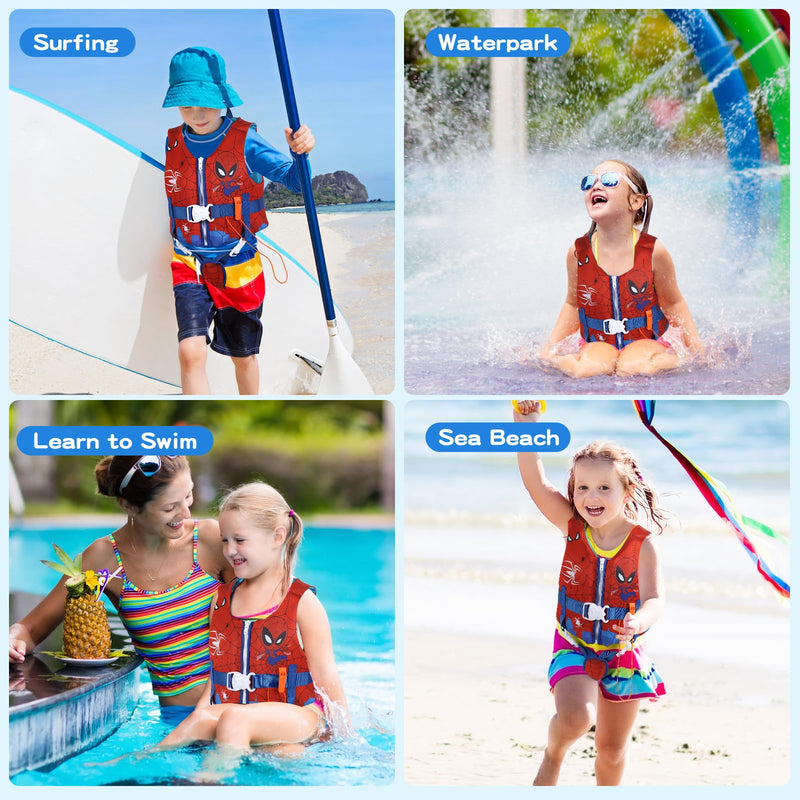 Elejolie Toddler Swim Vest for 1-9+ Years, Water Safety Aid Jacket with Crotch Adjustable Belt, Floaties for 20-90 lbs, Great for Pool, Beach, Boats, Summer Vacations & Water Parks M-Spider(45-60lbs) - BeesActive Australia