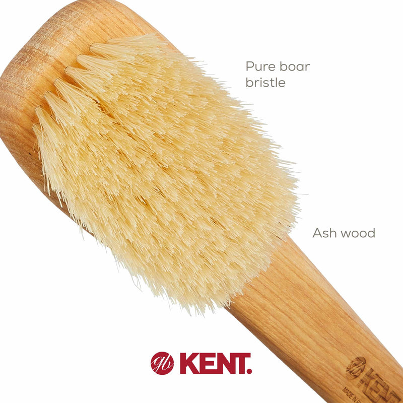 Kent FD5 Beechwood Wood Long Handle Shower Bath Body Brush. for Skin Exfoliate and Massage. 100% Boar Bristles. Best Back Body, Foot and Leg Scrubber Brushing for Wet and Dry Body. Made in England - BeesActive Australia