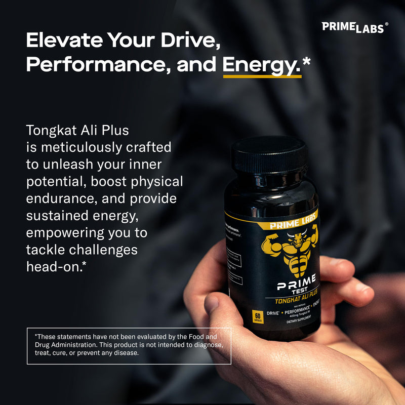 Prime Labs Tongkat Ali for Men - Plus Organic Black Maca Root - Enhanced Performance - Renewed Vitality - Tongkat Ali Extract, Maca Root Powder, Tribulus Terrestris - 60 Capsules - BeesActive Australia