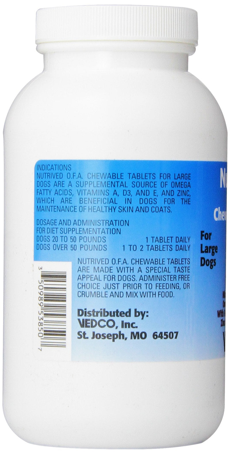 Vedco 60 Count Nutrived O.F.A. Chewable Tablets for Large Dogs - PawsPlanet Australia