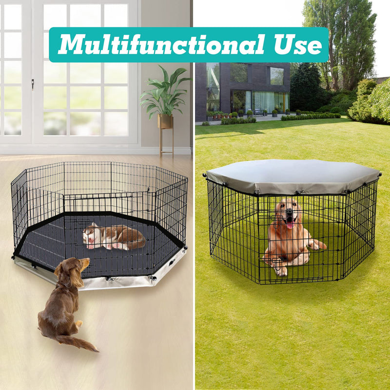PINVNBY Dog Playpen Cover, Dog Pen Cover for Waterproof and Sunproof, Universal Dog Pen Top Cover for Indoor and Outdoor Use, pet Pen Cover Fits 24" Wide 8 Panels Dog Playpen (Not Include Dog Pen) 24 inches - BeesActive Australia