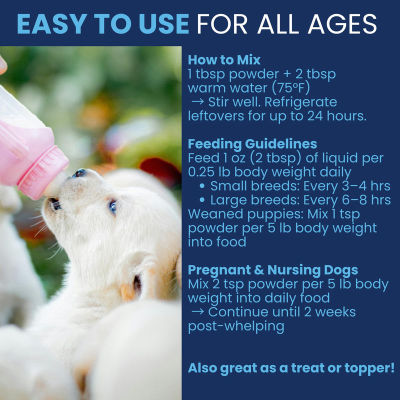 Under the Weather Puppy Milk Replacer Powder + Colostrum | Puppy Milk Replacement Formula | Nutrient-Rich Formula with Colostrum for Immune & Digestive Support – 12 oz Dog / Puppy Milk