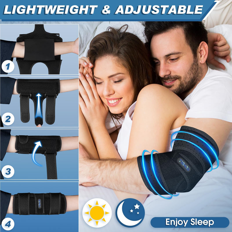 Elbow Brace, Elbow Splint for Cubital Tunnel Brace for Sleeping-Immobilizer for Ulnar Nerve Brace Elbow Pain fit Men & Women Black One Size - BeesActive Australia