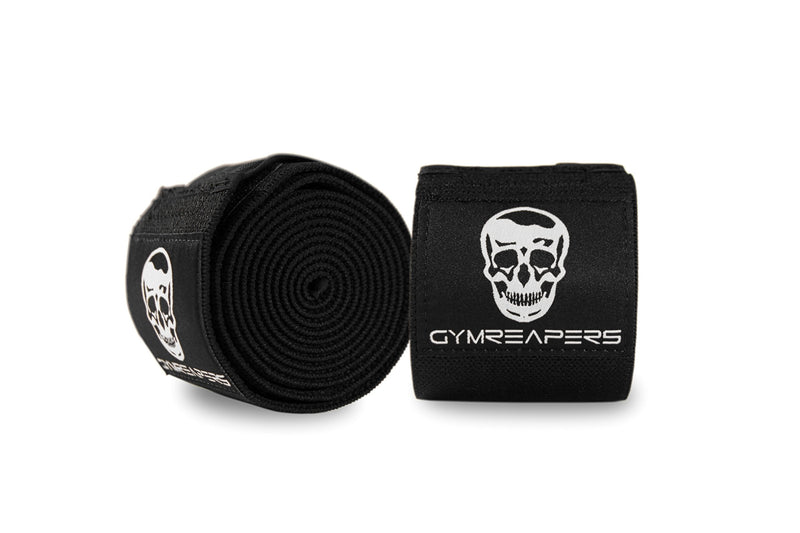 Gymreapers Knee Wraps for Squats and Powerlifting 72 Inch Compression Wraps with Strap for Men & Women Weightlifting Support Black
