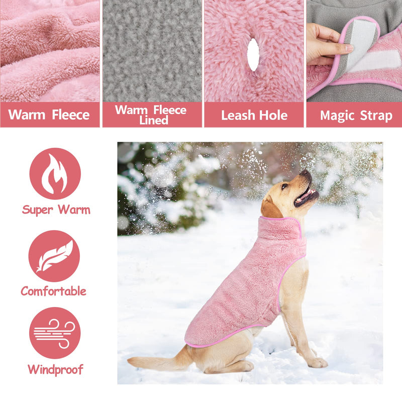 Malier Dog Winter Coat, Reversible Fleece Dog Cold Weather Coats Dog Jacket for Dogs, Windproof Warm Dog Coat Snow Dog Jacket Vest Pet Dog Clothes for Small Medium Large Dogs (Pink, Medium) Pink - BeesActive Australia