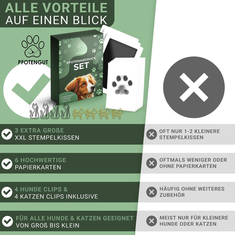 PFOTENGUT® XXL paw print set including 3 stamp pads and 6 print cards - high-quality paw print set for dogs and cats - dog paw print as a gift and souvenir - BeesActive Australia