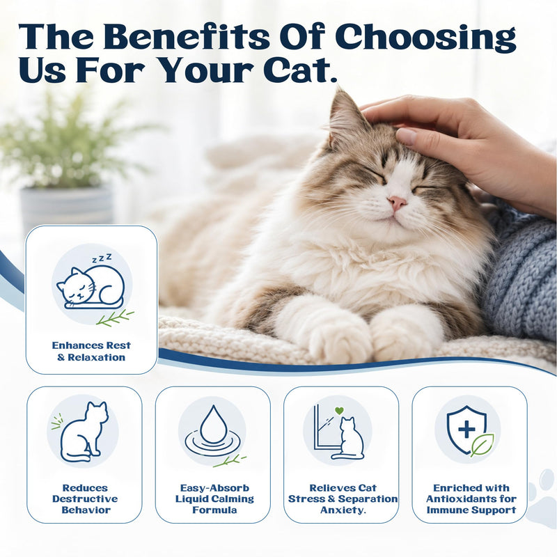 Calming Drops for Cats, Chicken Flavored Cat Calming Treats, Helps to Manage Stress & Anxiety, Natural Plant-Based Ingredients, Rapid Absorption, 60ml