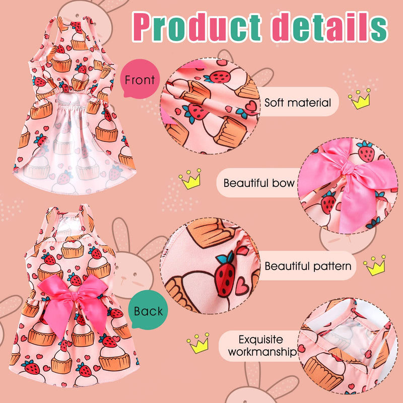 6 Pieces Puppy Dog Dress Pet Bowknot Princess Dress Puppy Floral Vest Skirt Pet Summer Dress Dog Cute Rosette Sundress Apparel for Small Dog Cat Pet (S) S
