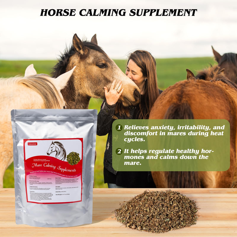 8.8 oz Horse Calming Supplement - Natural Raspberry Leaf Eases Anxiety and Discomfort in Moody Mares, Calms During Heat Cycles - Suitable for Geldings Too 8.8 OZ - BeesActive Australia